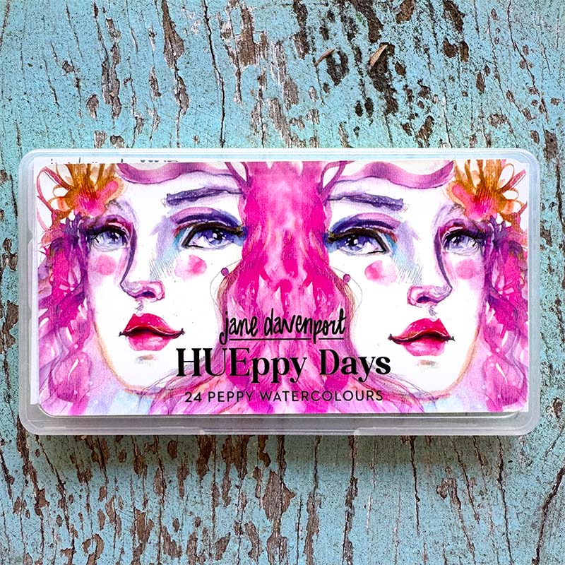 Jane Davenport HUEppy Days akvarellmaling 24 pastell