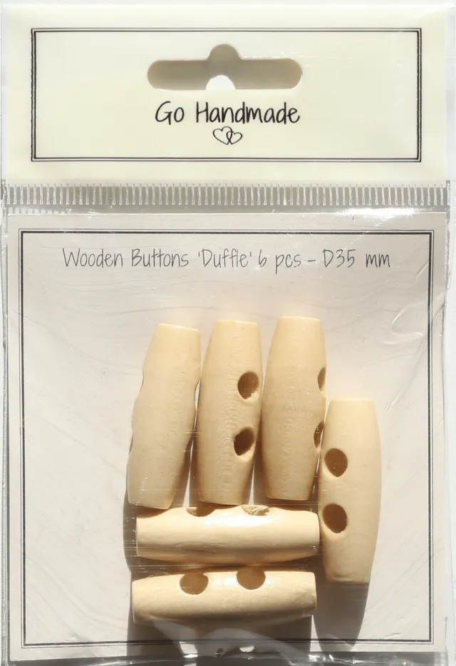 Go Handmade Duffle knapper 35 mm 6 stk natur