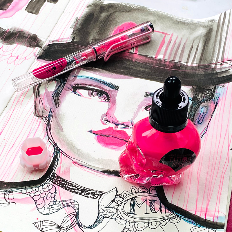 Jane Davenport Tattoo Pink blekk neonrosa 30ml vanntett