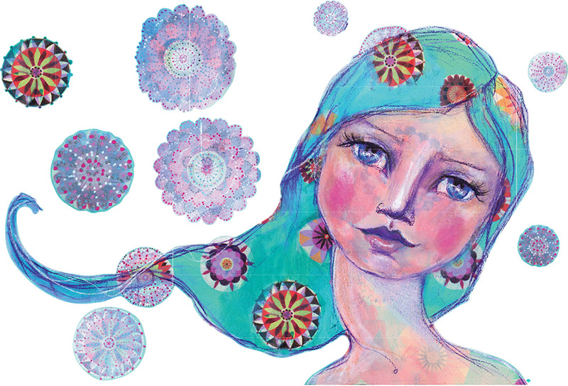 Jane Davenport Blue Joy veggkunst flyttbar stor
