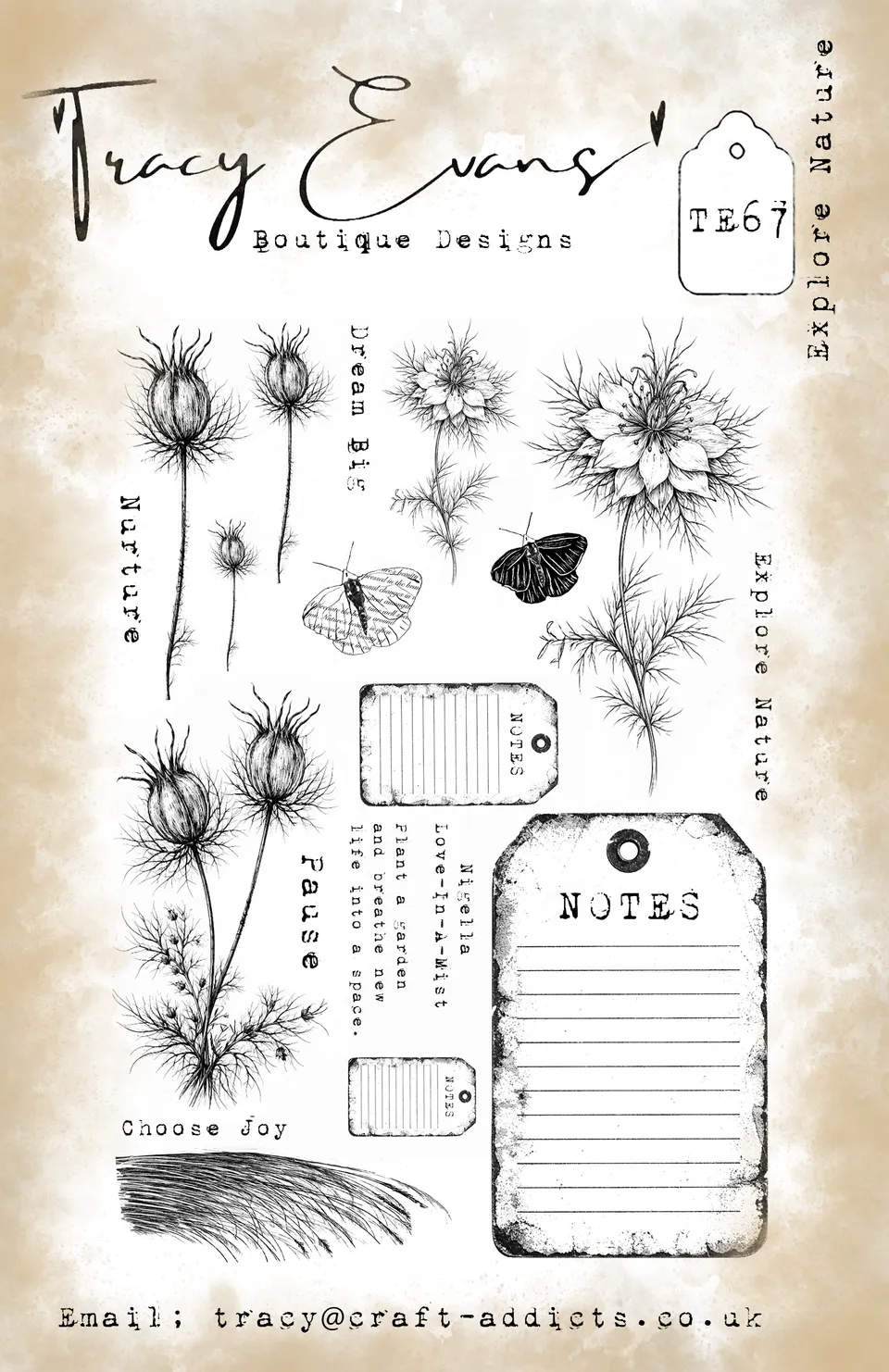 Tracy Evans Design TE067 Explore Nature stempel A5 natur