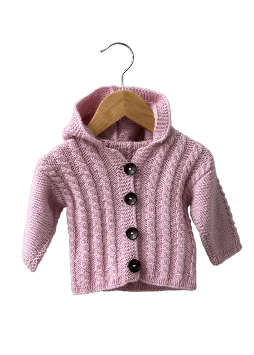Go Handmade kabeljakke hette strikkeoppskrift baby 3-6 mnd