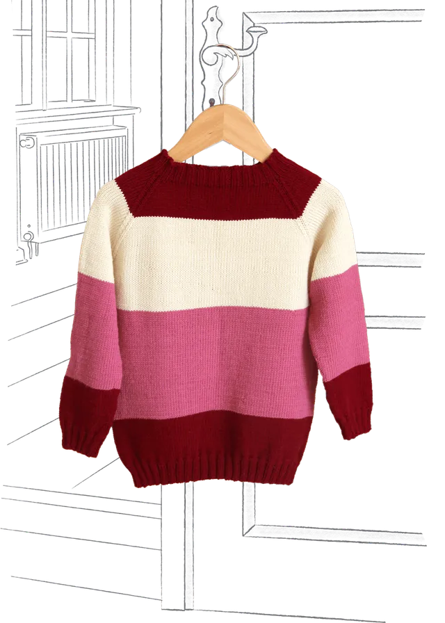 Go Handmade Stripe Raglan strikkeoppskrift dame XS-XL