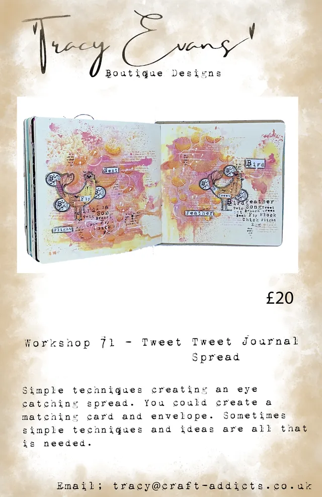 Tracy Evans Design Workshop 071 nettkurs Tweet Tweet Journal Spread