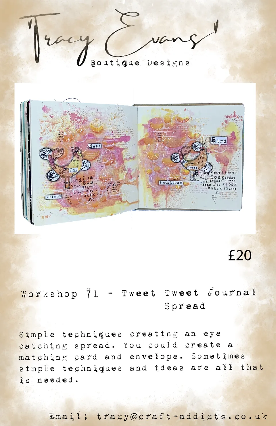 Tracy Evans Design Workshop 071 nettkurs Tweet Tweet Journal Spread