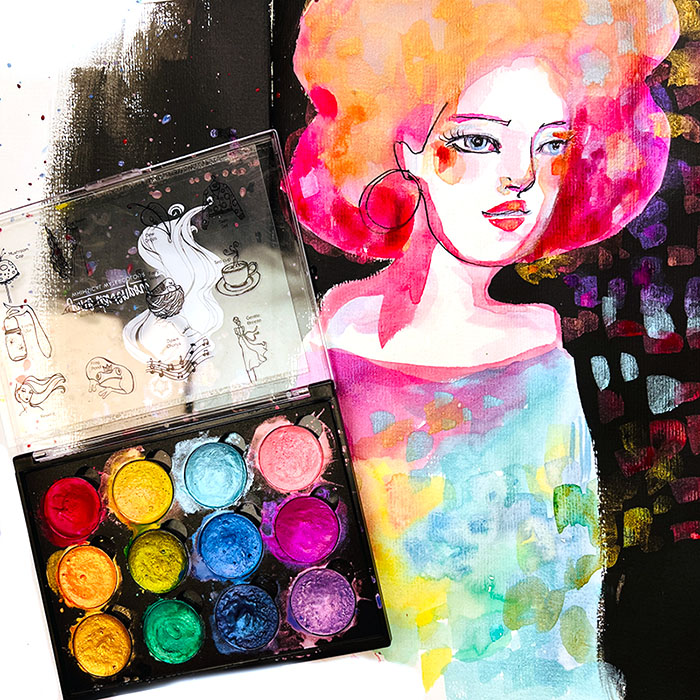 Jane Davenport Whimsical Watercolour akvarell irisert