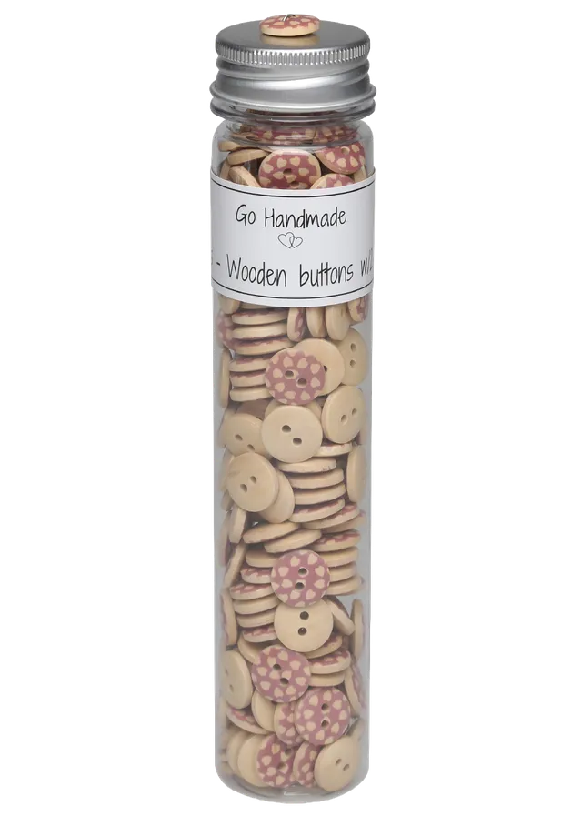 Go Handmade treknapp rosa hjerte 15 mm 220 stk