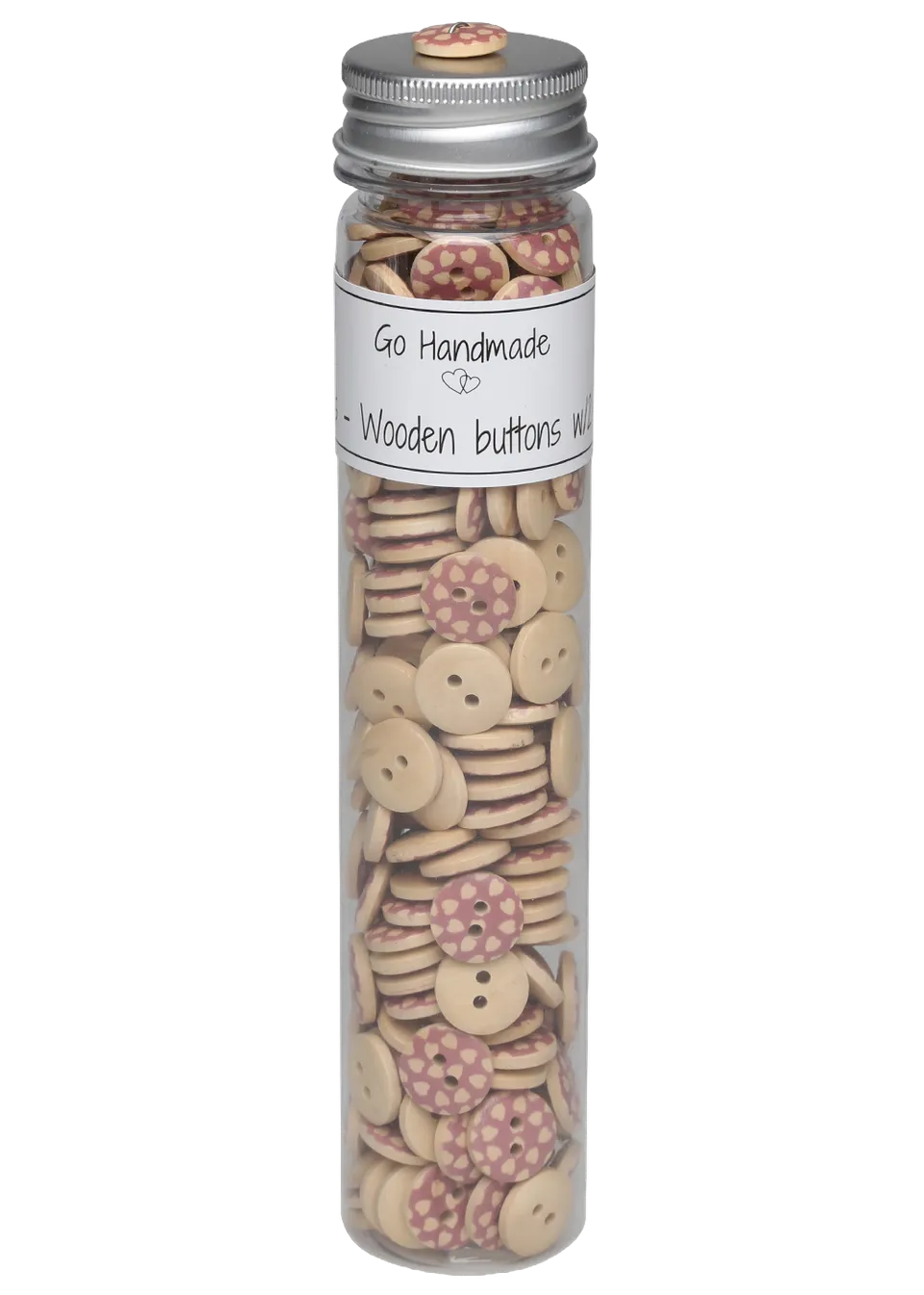 Go Handmade treknapper rosa hjerte 15 mm 220 stk